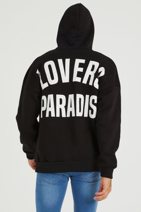 Trair Erkek Siyah Cepli Arka Yazılı Kapşonlu Sweatshirt - 4