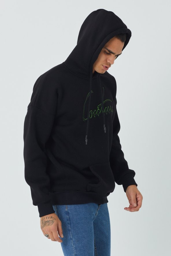 Trair Erkek Önü Yazı Nakışlı Cepli Kapşonlu Sweatshirt - 10