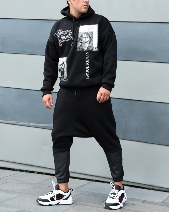 Trair Erkek Joker Baskılı Cepli Kapşonlu Sweatshirt - 2