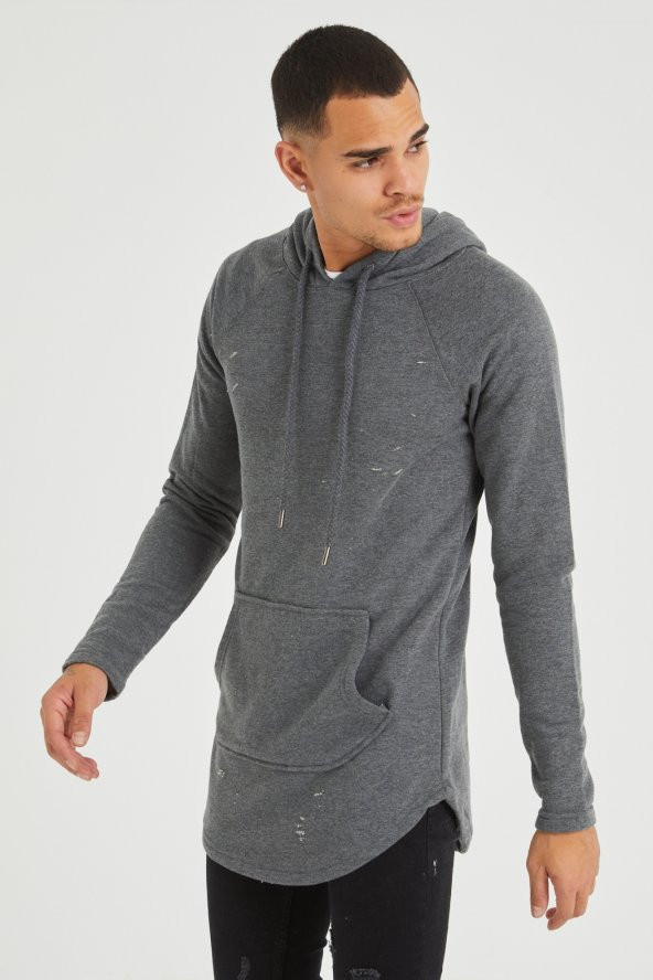 Trair Erkek Delikli Cepli Kapşonlu Oversize Sweatshirt - 8