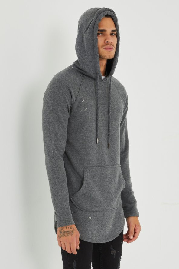 Trair Erkek Delikli Cepli Kapşonlu Oversize Sweatshirt - 10