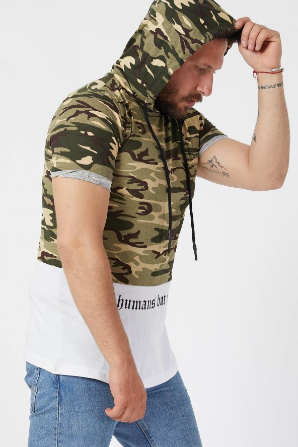 Trair Askeri Kapsonlu Baskili Tshirt - 8