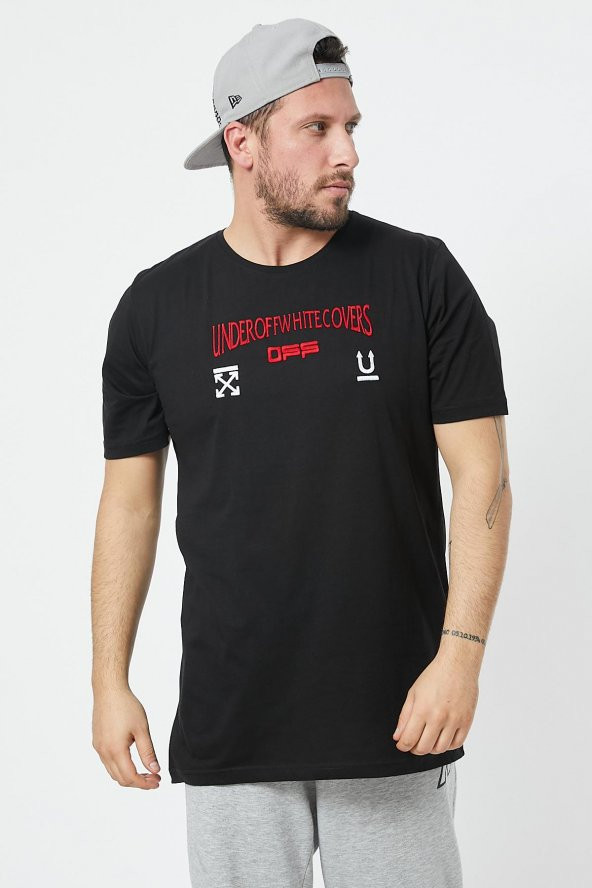 Trair Off Whıte Bısıklet Yaka Nakışlı Baskılı T-Shirt 7238 - 2