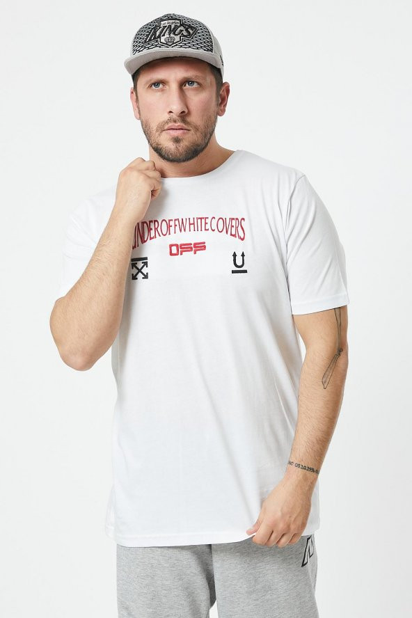 Trair Off Whıte Bısıklet Yaka Nakışlı Baskılı T-Shirt 7238 - 8