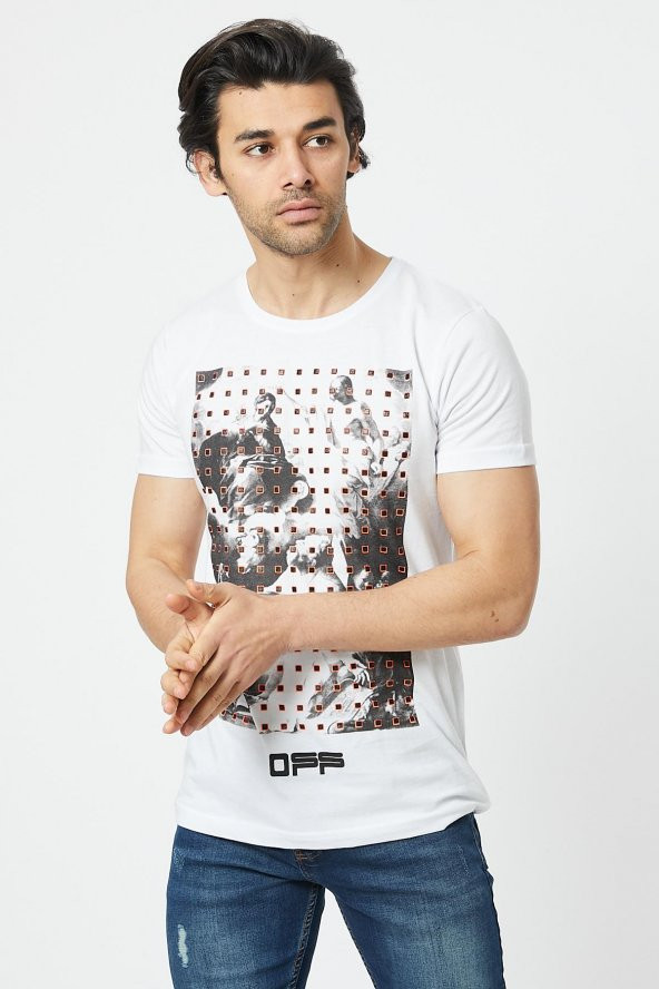 Trair Off White Tasli Baskılı T-Shirt - 5