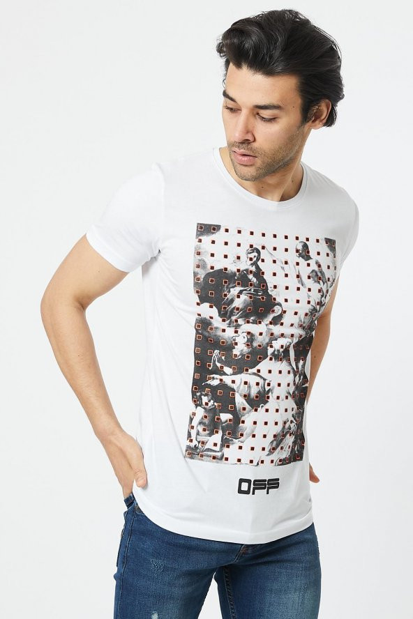 Trair Off White Tasli Baskılı T-Shirt - 8