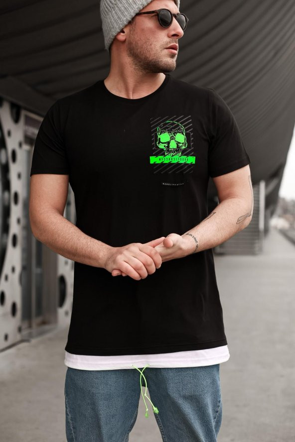 Trair Kuru Kafalı Fosforlu T-Shirt