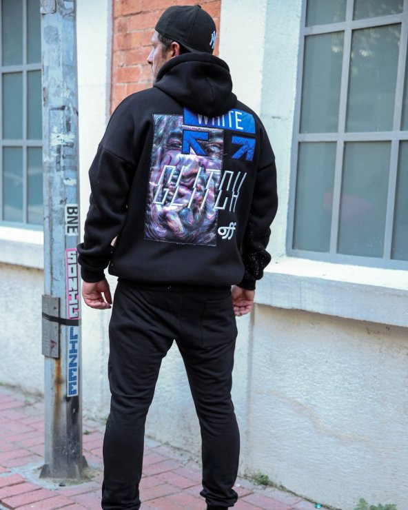 Trair Erkek Siyah Arka Baskılı Cepli Kapşonlu Sweatshirt - 2