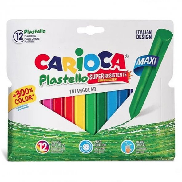Carioca Jumbo Üçgen Yıkanabilir Pastel Boya Kalemi 12li 42671