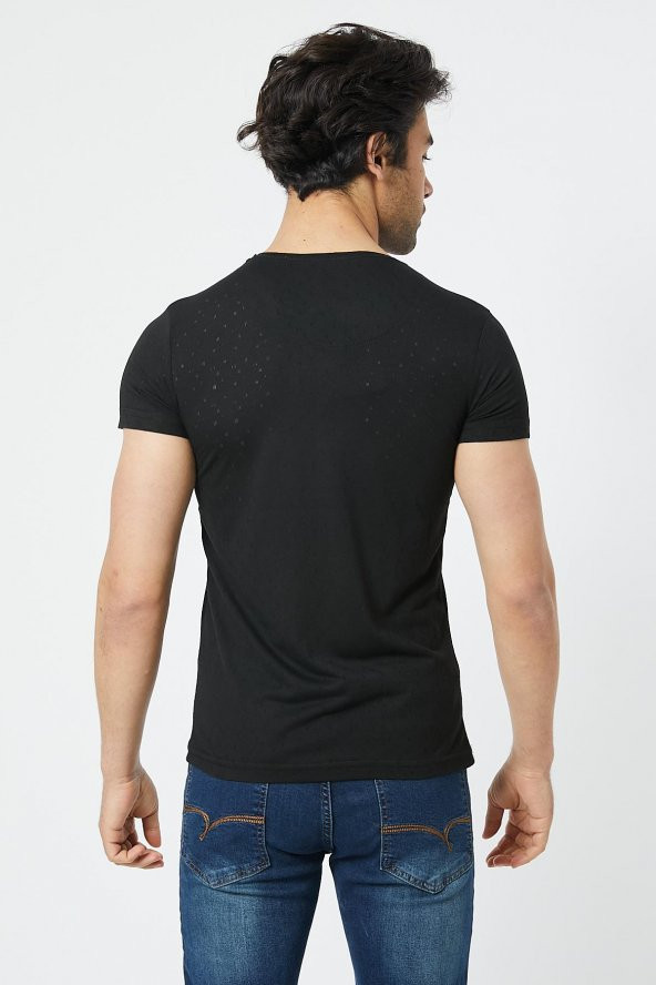 Trair Bısıklet Yaka Delikli Kumas T-Shirt - 3