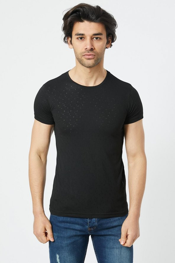 Trair Bısıklet Yaka Delikli Kumas T-Shirt - 4