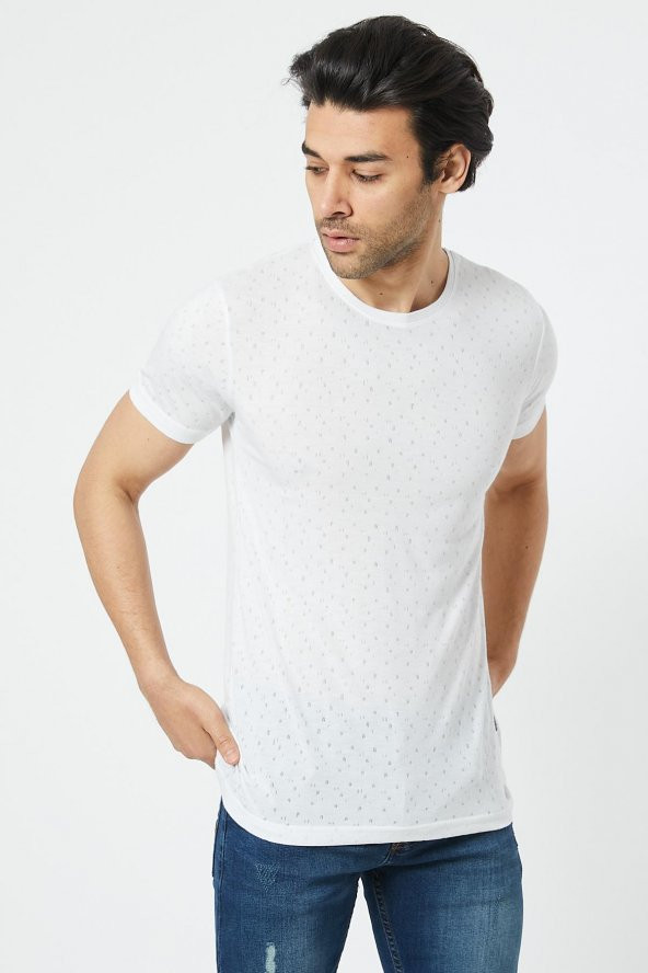 Trair Bısıklet Yaka Delikli Kumas T-Shirt - 5