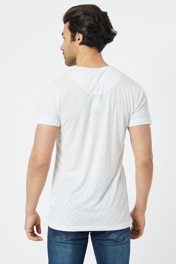 Trair Bısıklet Yaka Delikli Kumas T-Shirt - 6
