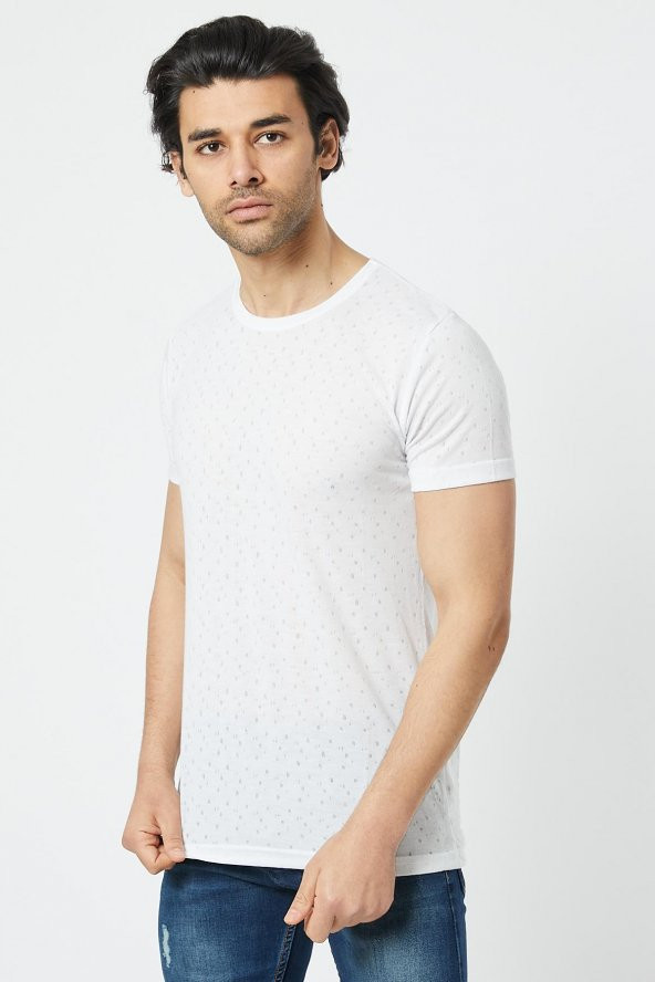 Trair Bısıklet Yaka Delikli Kumas T-Shirt - 7