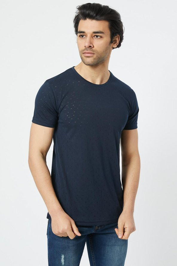Trair Bısıklet Yaka Delikli Kumas T-Shirt - 12