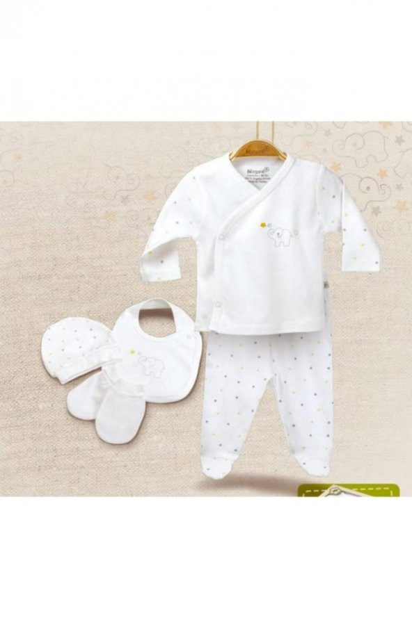 Bi Organik 62142 Baby Elephant 5 Li Zıbın Seti