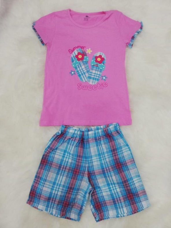 wonder kids 130610  kız çocuk yazlık şortlu pijama takımı
