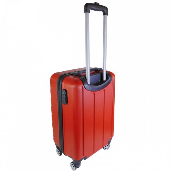 Geniş Kasa PVC 4 Teker Kırmızı Valiz - 4