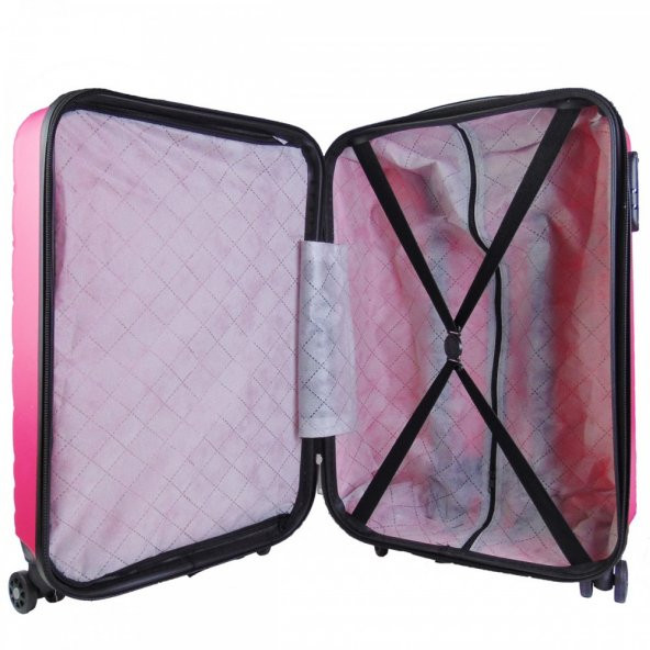 Geniş Kasa PVC 4 Teker Pembe Valiz - 5