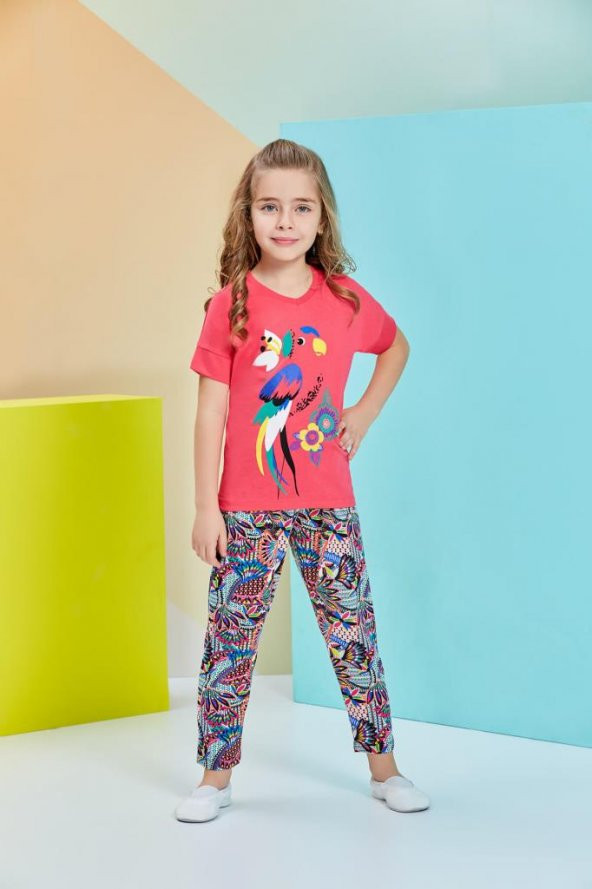 Kısa Kollu Kız Çocuk Pijama Takımı