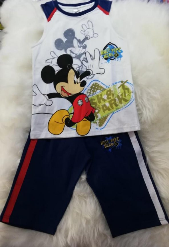 mickey mouse lisanslı orjinal askılı erkek çocuk pijama takımı