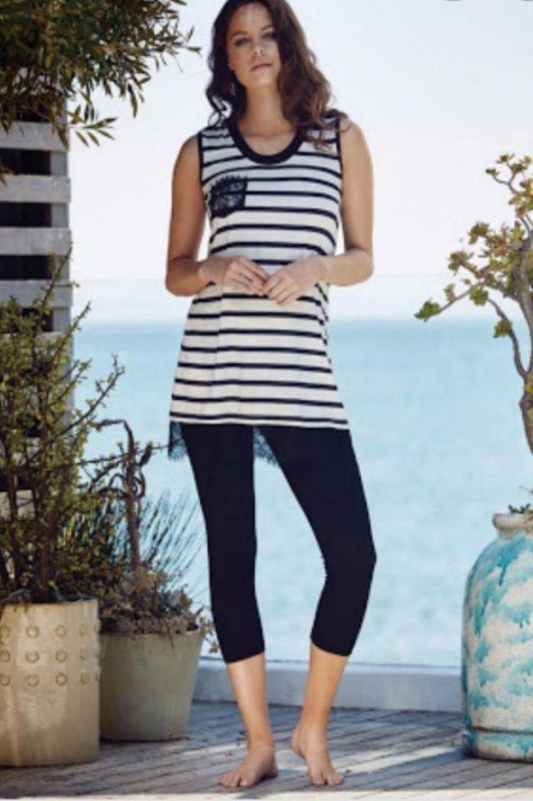 penye mood taytlı kalın askılı cep dantel detaylı taytlı takım