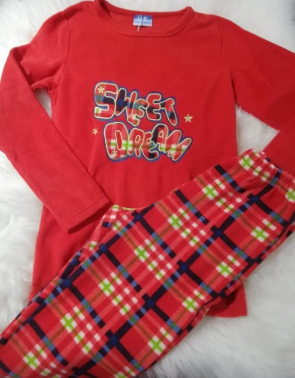 Ba ha polar pijama takımı kırmızı - 2