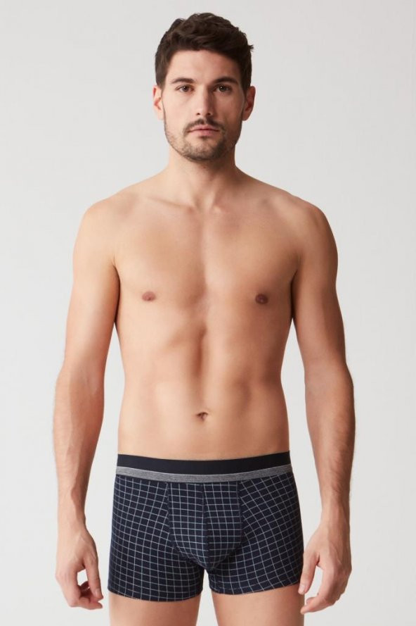 Erkek Lacivert+Baskili+Gri Mlj. 3 Lü Boxer - 6