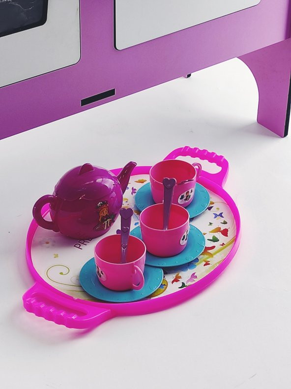 PARSTEK BÜYÜK PEMBE AHŞAP OYUN MUTFAĞI-19 PARÇA MUTFAK SETİ HEDİY - 4