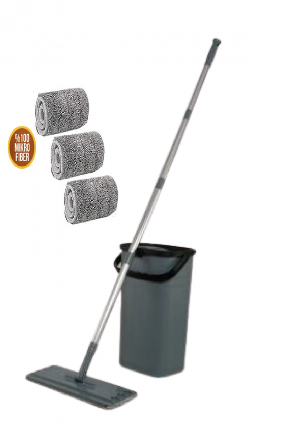 İkra Home Spring Tablet Mop Yeni Nesil Temizlik Kova Paspas Seti +3 Yedek Bez - 1