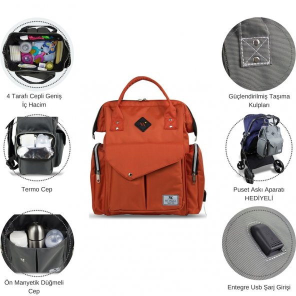 My Valice Smart Bag Happy Mom Fonksiyonel USB’li Anne & Bebek Bak - 6