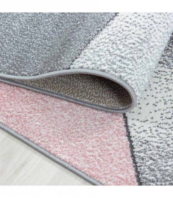 Modern desenli Halı Geometrik tasarım bulanık tonlarda Pembe Gri Beyaz - 4