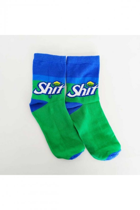Unisex Mavi Yeşil Sprite  Gazoz Shit Çorap  Aksesuar Hediyelik Şık