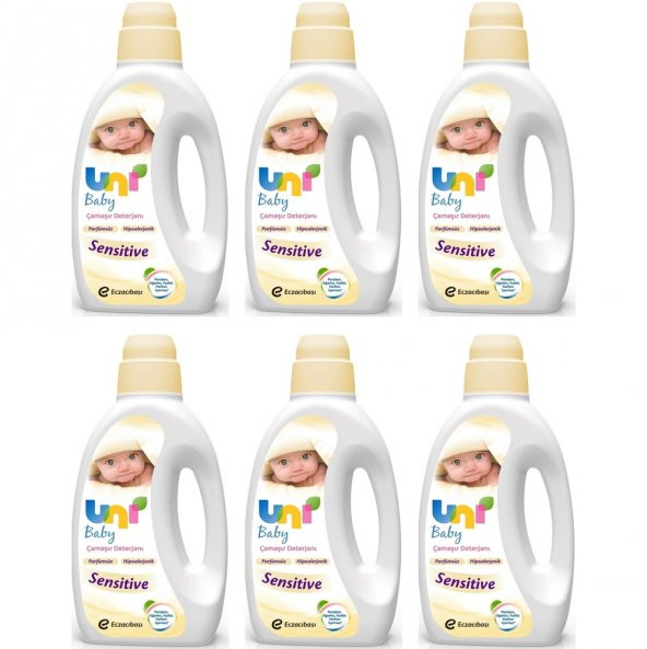Uni Baby Sıvı Çamaşır Deterjanı Sensitive Parfümsüz 6 x 1500 Ml