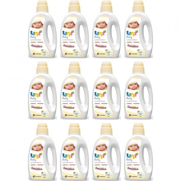 Uni Baby Sıvı Çamaşır Deterjanı Sensitive Parfümsüz 12 x 1500 Ml