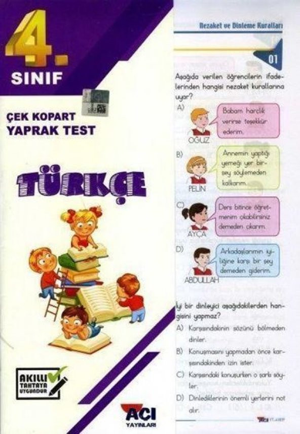 4.Sınıf Türkçe Çek Kopart Yaprak Test Açı Yayınları