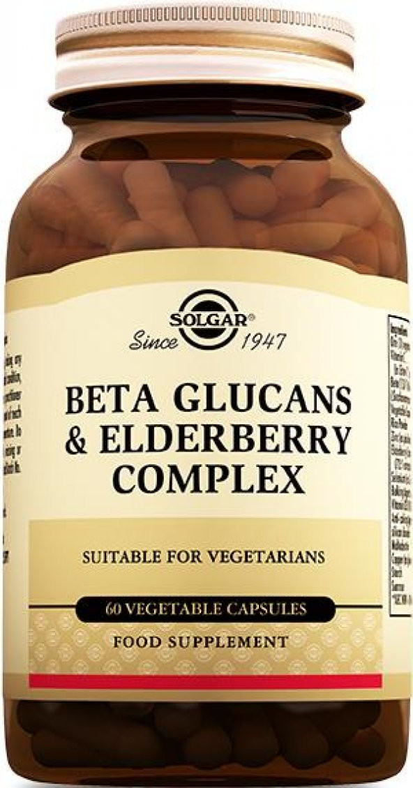 Yeni Solgar Beta Glucans & Elderberry Complex 60 Kapsül Skt:07/22