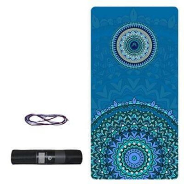 Tusi Yoga Matı ve Pilates Minderi Kilim Desenli Mavi 6 mm