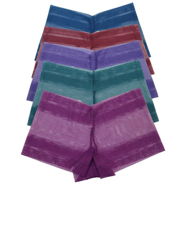 Cottonous/Cottondance Kadın Renkli Dantelli İz Yapmaz Transparan Şort 5li Mix Paket