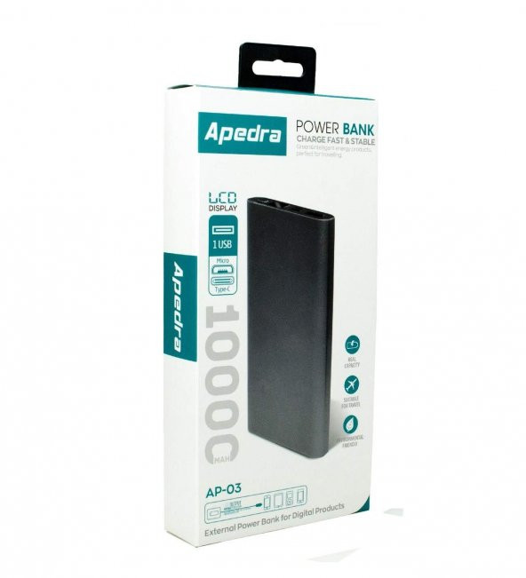 Apedra Ap-03 10000 mAh Powerbank 3.0 Hızlı Şarj Taşınabilir - 2