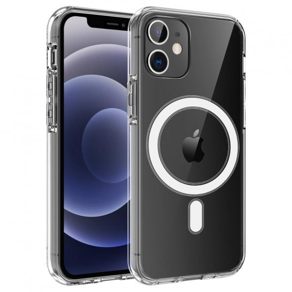 Teleplus iPhone 12 Mini Kılıf Coss Wireless Destekli Hibrit Silikon  + Mıknatıslı Kartlıklı Kılıf