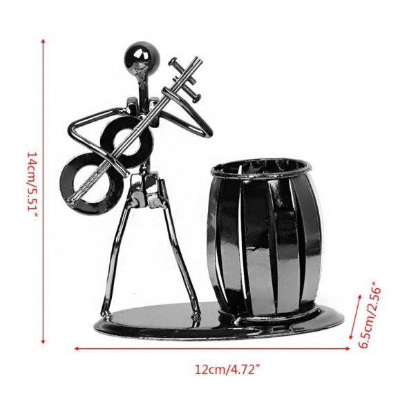 Dekoratif Gitar Çalan Adam Metal Kalemlik Masa Süsü - 3