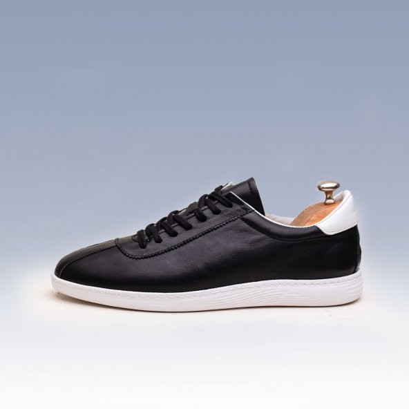 Yeni Sezon Erkek Bağcıklı Sneakers Günlük Spor Ayakkabı- Siyah-Beyaz