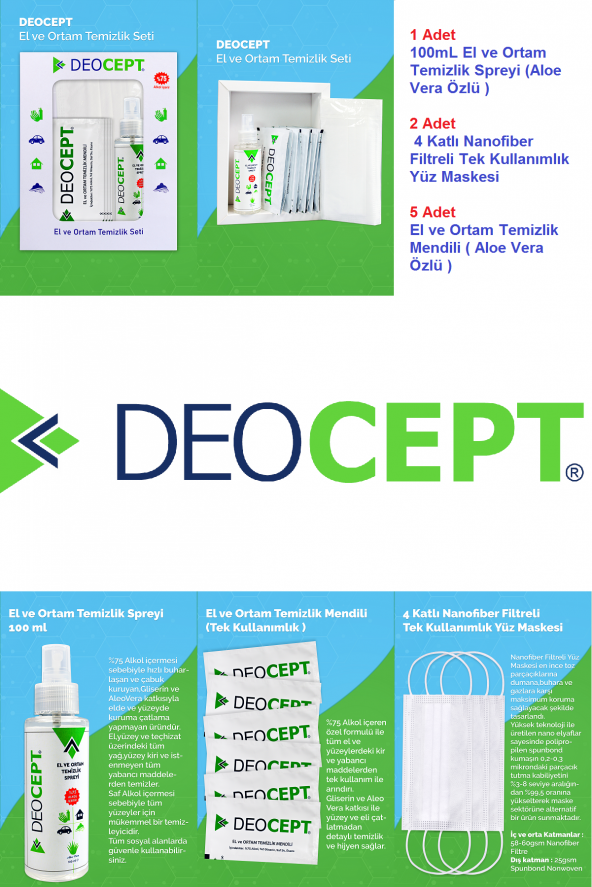 DEOCEPT 1 Paket El ve Ortam Temizlik Seti-Hijyen Paketi
