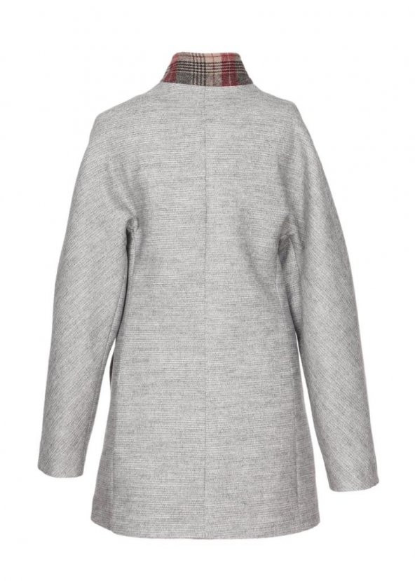 Kaşe Kumaş Reglan Kol Bayan Mont Gri Renk - 5