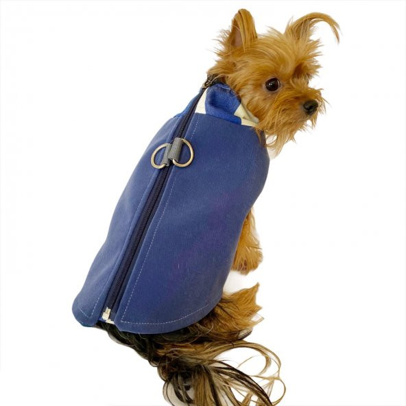 Mavi Chamois Kaban Mont, Köpekler için Güderi Görünümlü Ceket