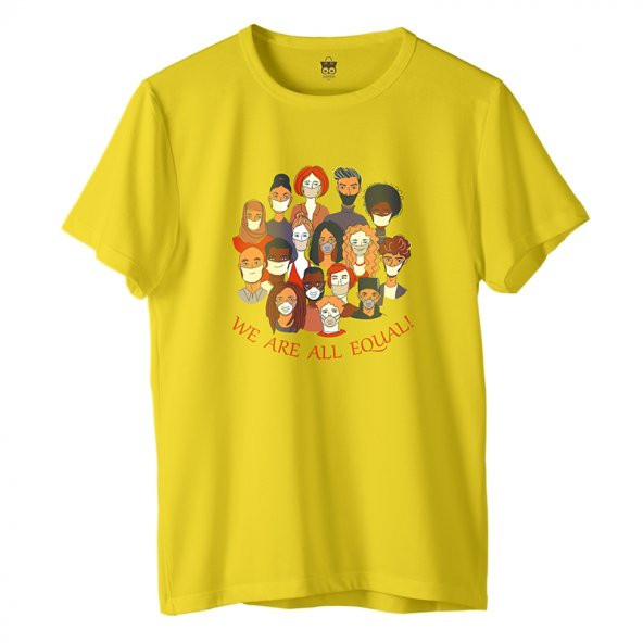 Zhoppers We Are All Equal Sarı Tasarım T-Shirt