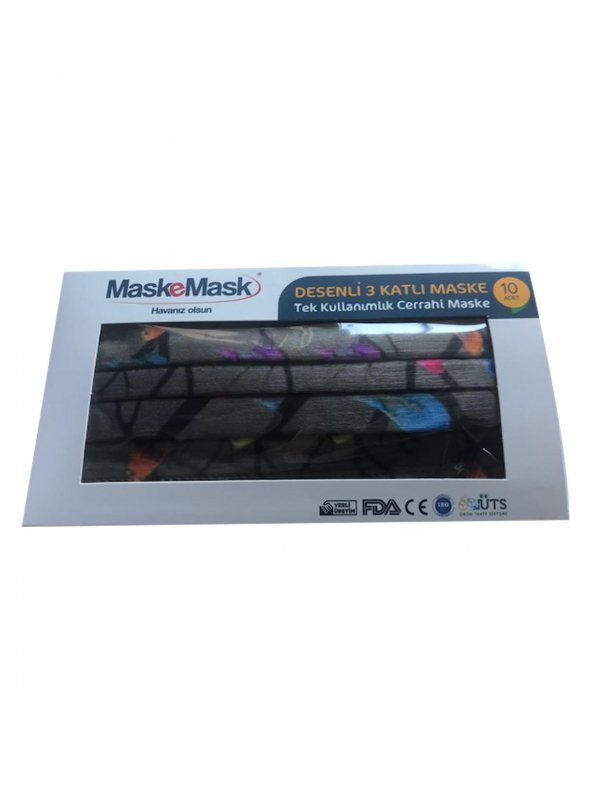 Maskemask Yetişkin Kuvars Kumaş Yüksek Kaliteli Kuş Desenli Yetişkin Kuvars Maske - 2