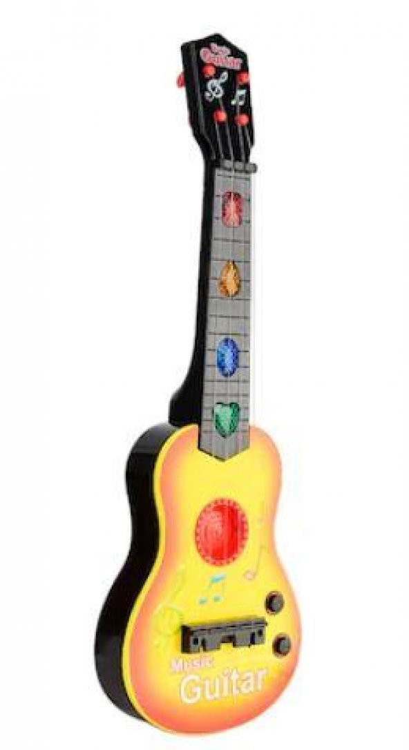 Müzikli Oyuncak Gitar Sesli Işıklı Eğitici Oyuncak Sarı