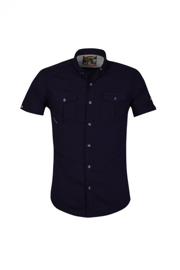 Cosplay Armürlü Yıkamalı Kısa Kol Slim Fit Gömlek - 8